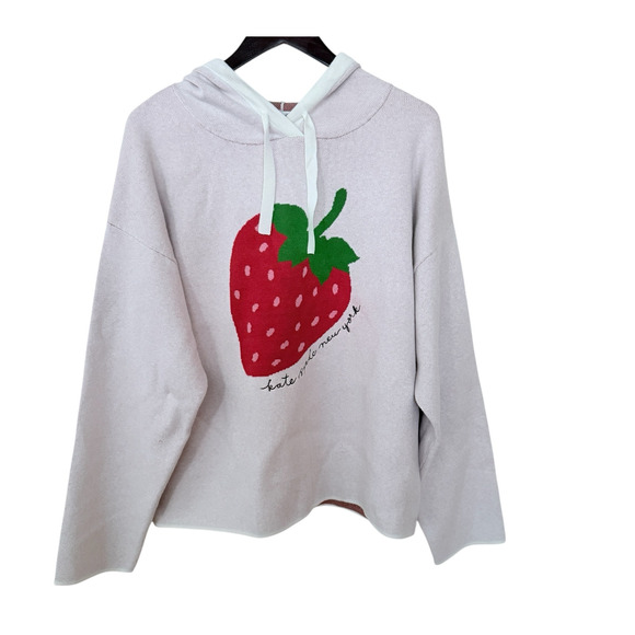 NWT Kate Spade x Target Strawberry Hoodie XL Cream Limited Edition Pullover - Picture 2 of 12